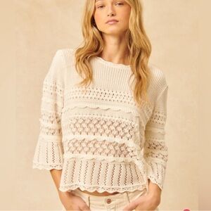 John & Jenn Knit Sweater Cream Lace! Size small!